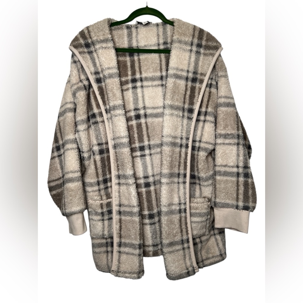 Koolaburra by UGG Cozy Plaid Teddy Sherpa Hooded Jacket XL - Picture 1 of 4